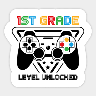 1st Grade Level Unlocked Video Gamer Back to School Boys Sticker